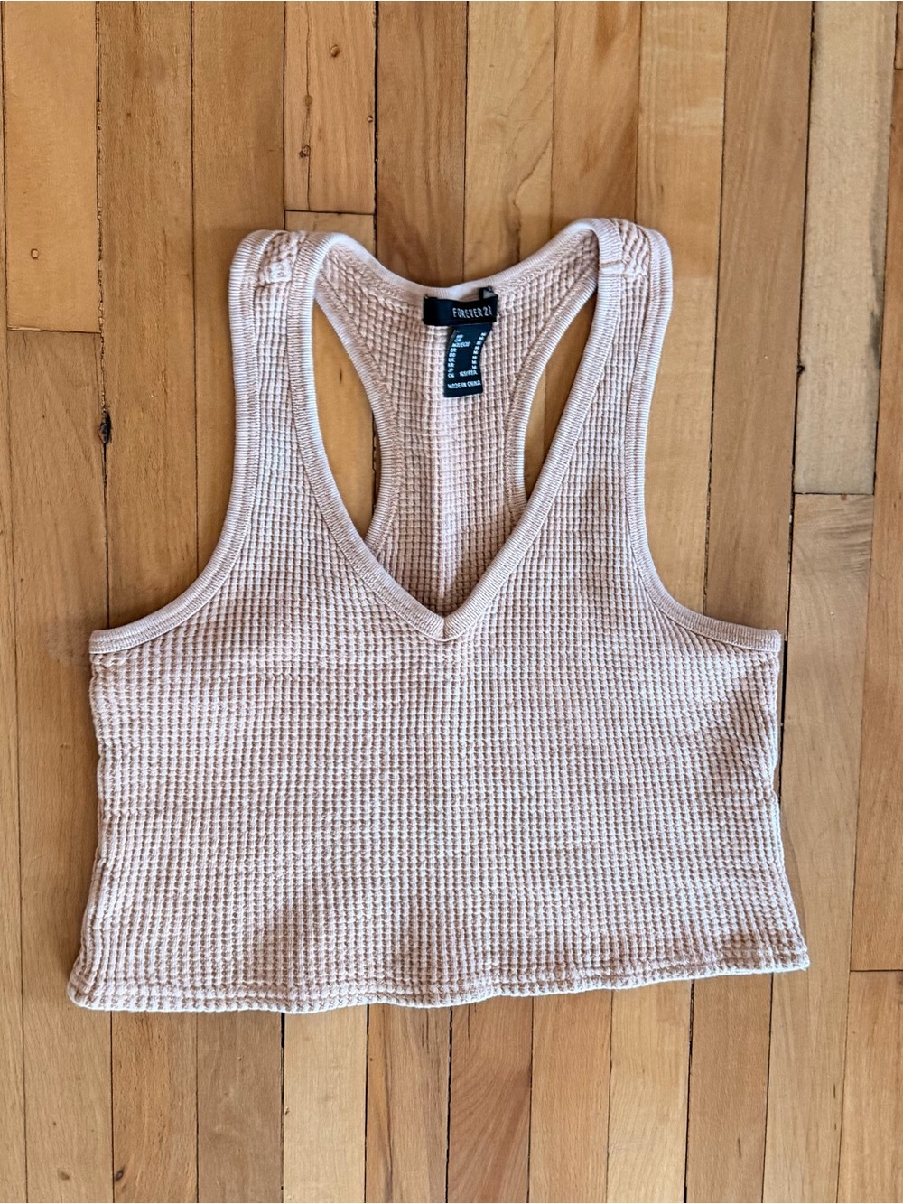 Forever 21 Waffle Knit V-Neck Crop Tank